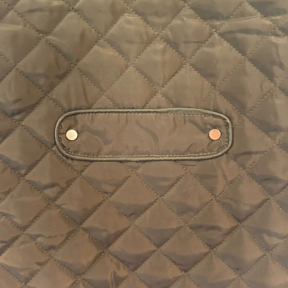 Massiche & Company Deep Olive Green Quilted Vest with Gold Accents faux fur SM